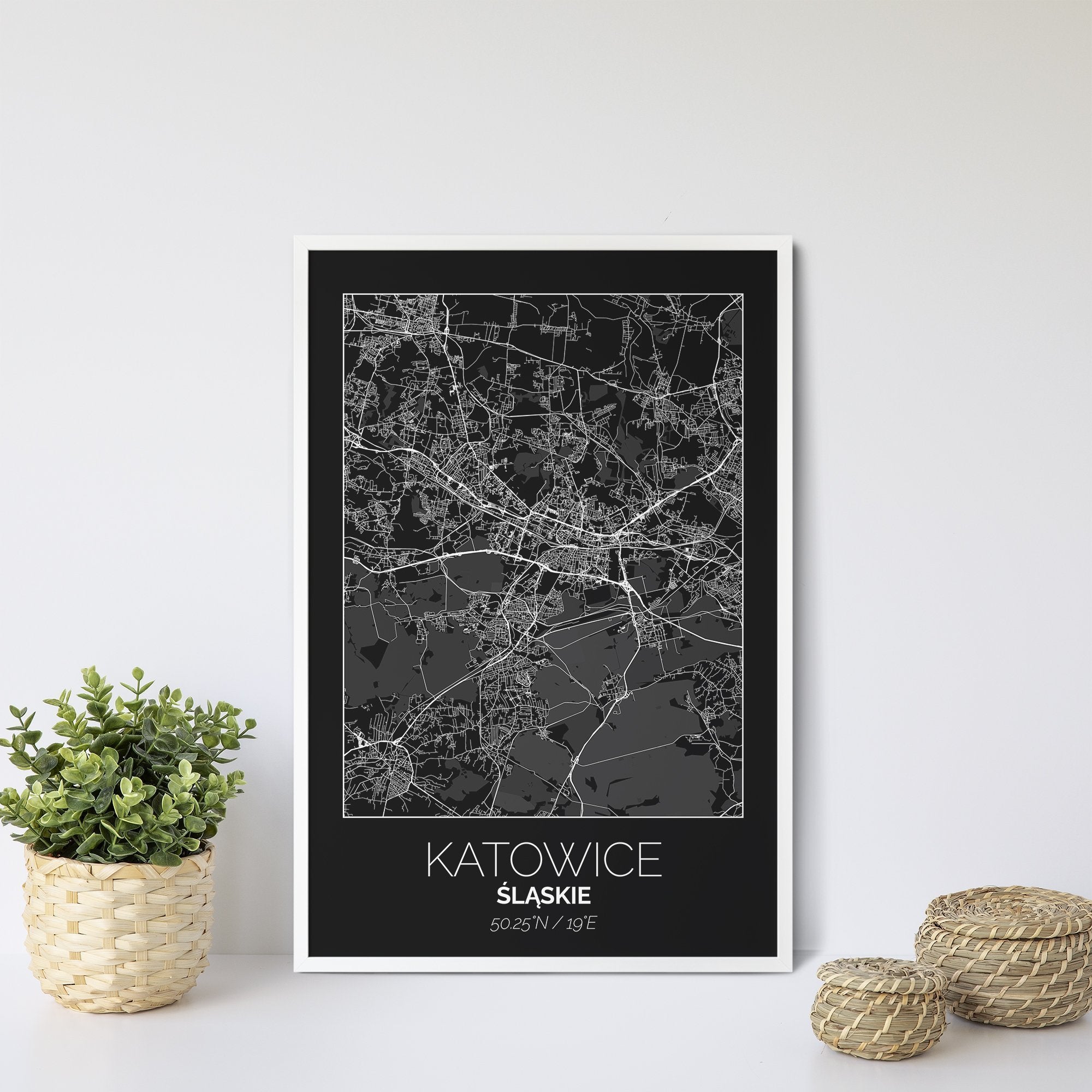 Mapa Miasta Katowice W Ramie (Czarna) - Gallart.pl
