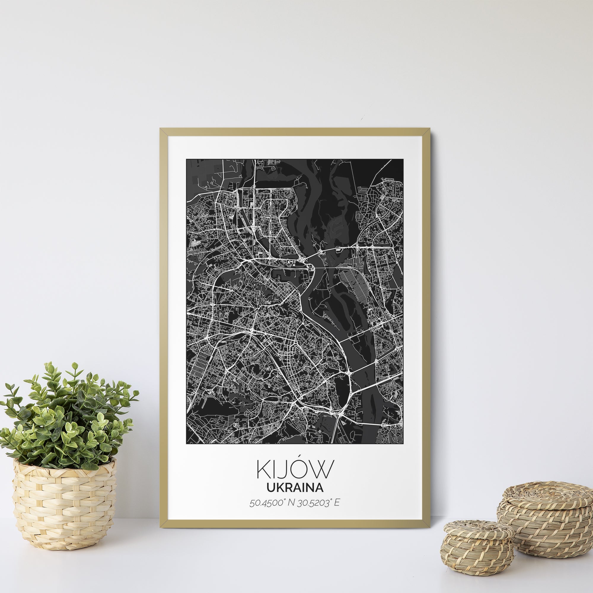 Mapa Miasta Kijów W Ramie (Biało-Czarna) - Gallart.pl