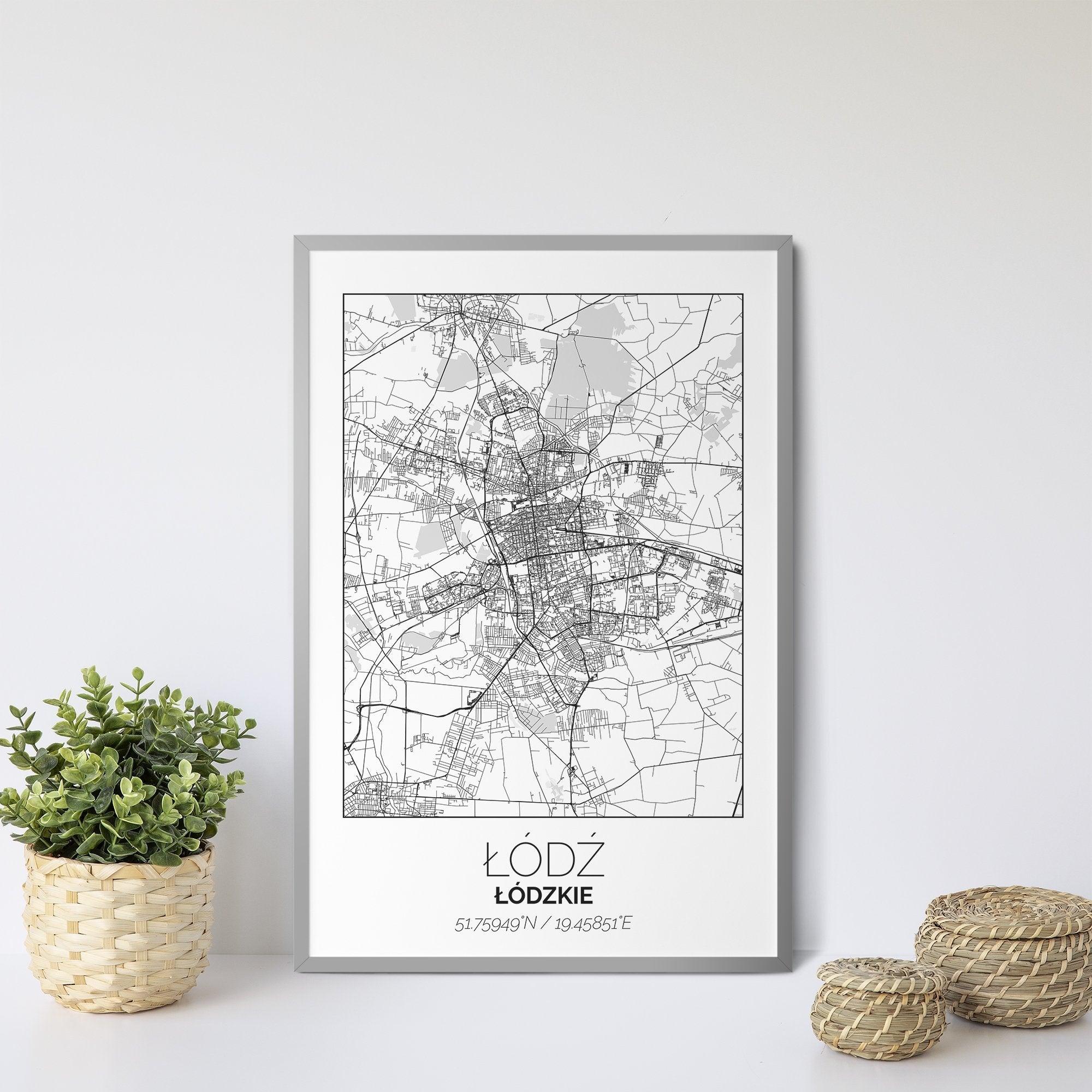 Mapa Miasta Łódź W Ramie (Biała) - Gallart.pl