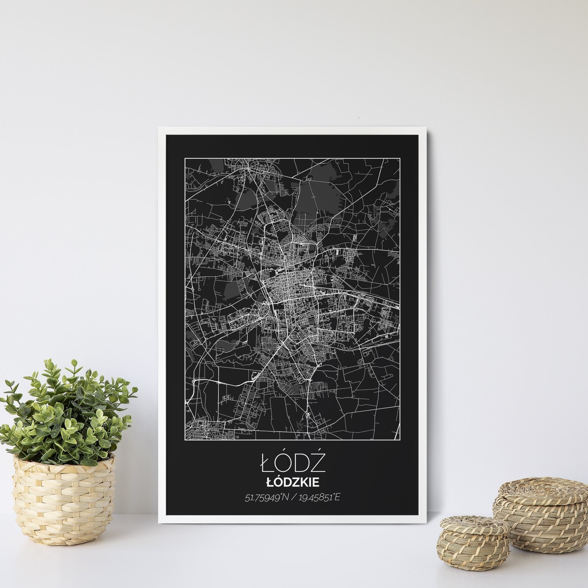 Mapa Miasta Łódź W Ramie (Czarna) - Gallart.pl