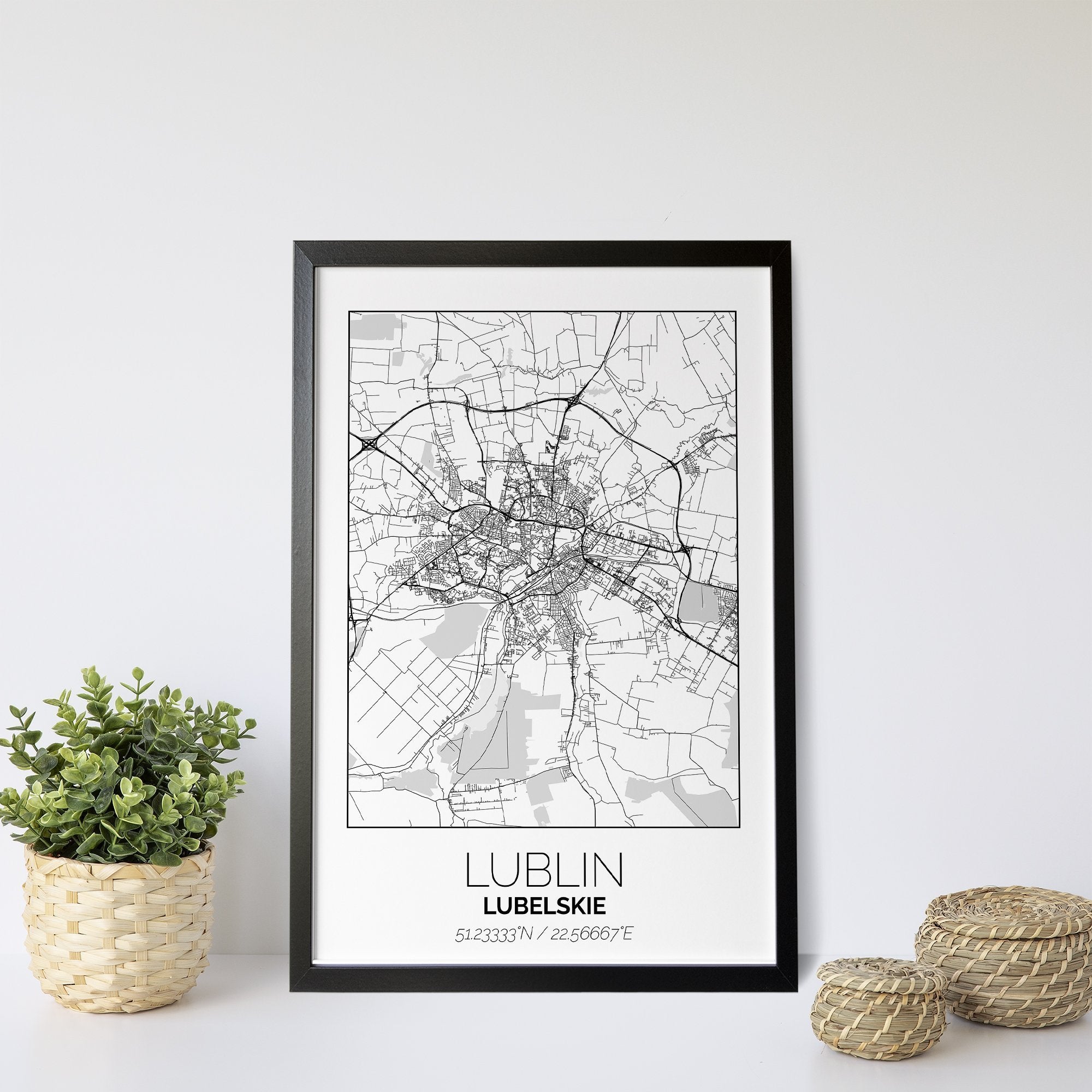 Mapa Miasta Lublin W Ramie (Biała) - Gallart.pl