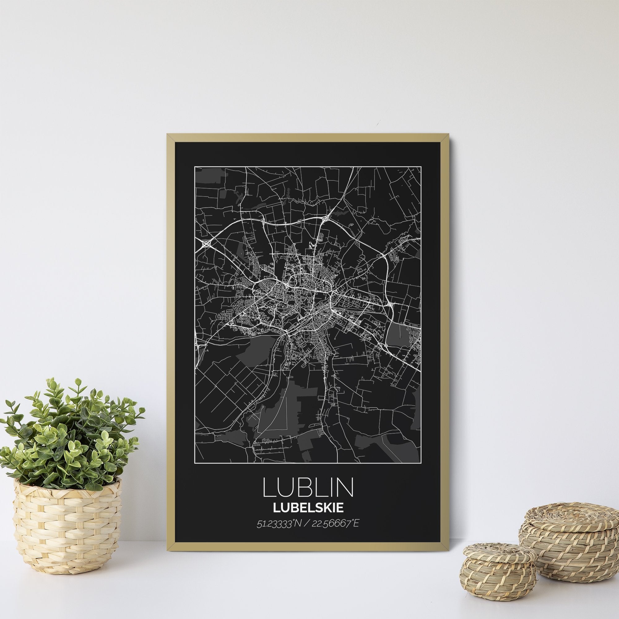 Mapa Miasta Lublin W Ramie (Czarna) - Gallart.pl