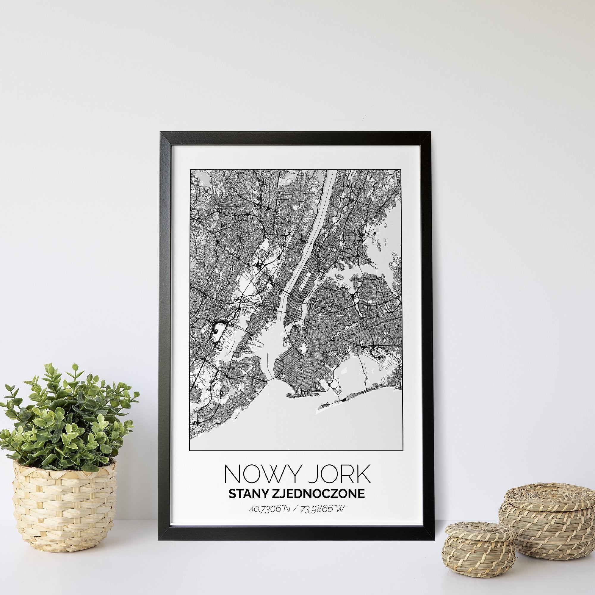Mapa Miasta Nowy Jork W Ramie (Biała) - Gallart.pl