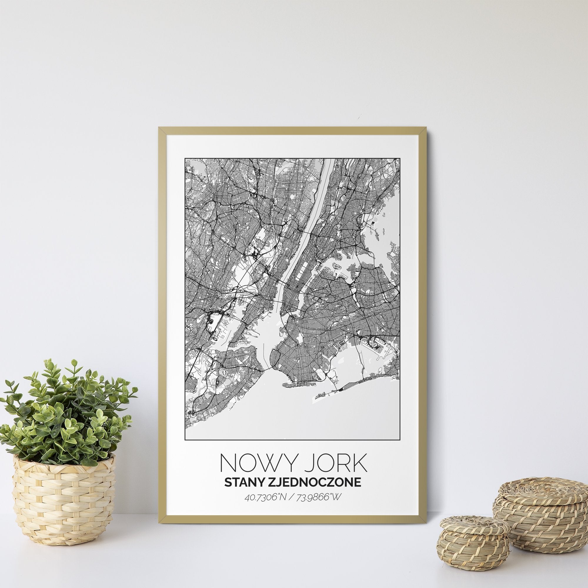 Mapa Miasta Nowy Jork W Ramie (Biała) - Gallart.pl