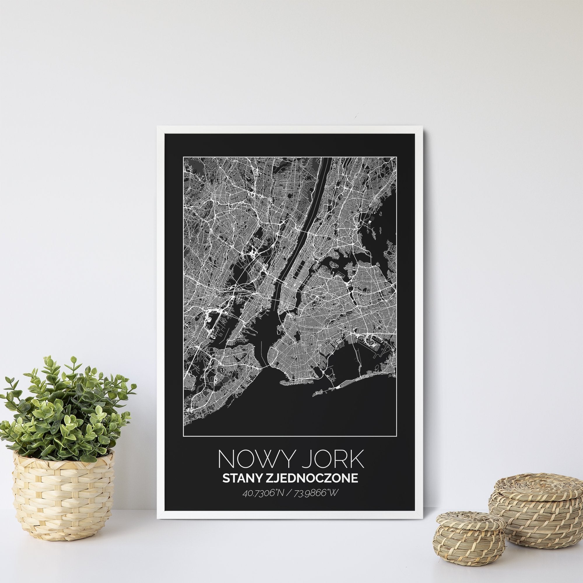 Mapa Miasta Nowy Jork W Ramie (Czarna) - Gallart.pl