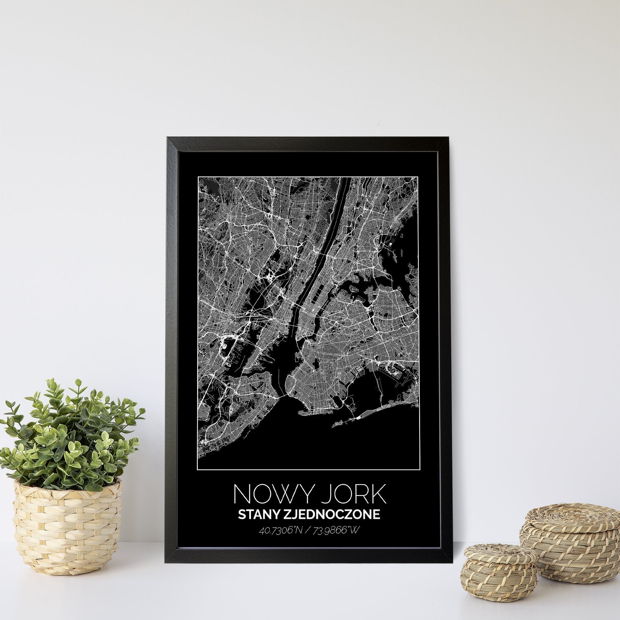 Mapa Miasta Nowy Jork W Ramie (Czarna) - Gallart.pl