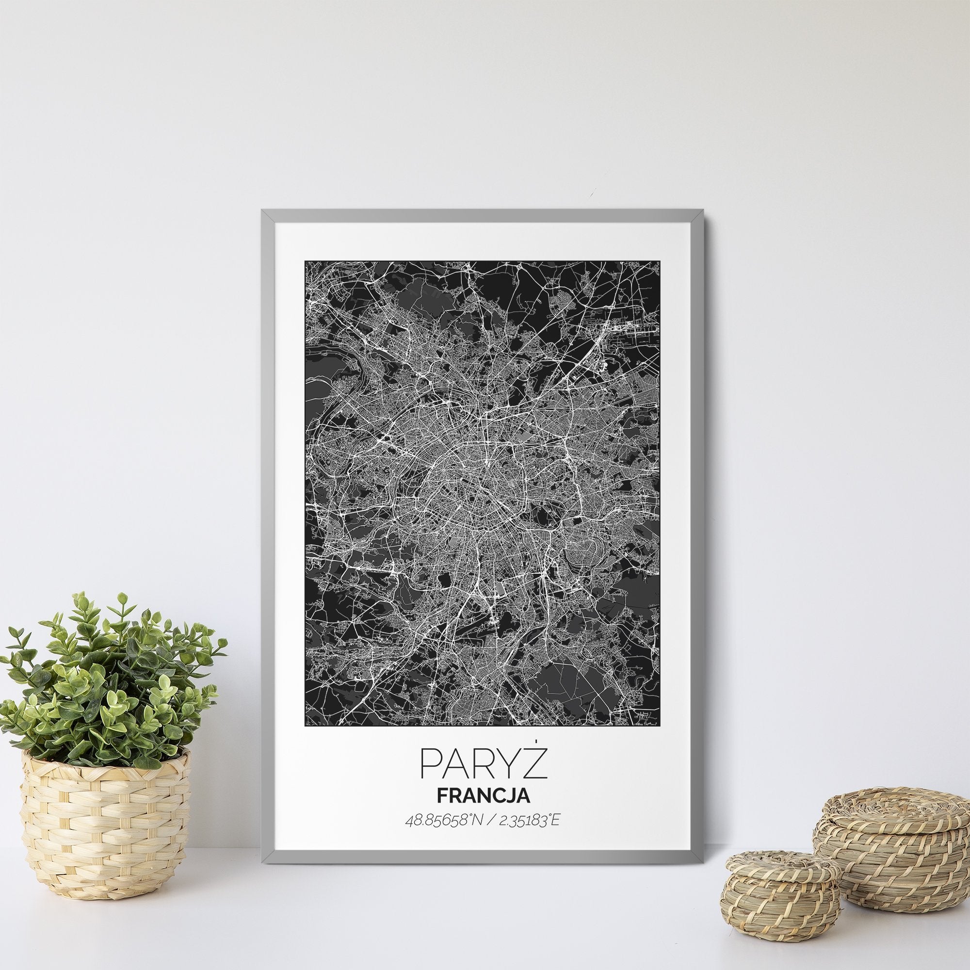 Mapa Miasta Paryż W Ramie (Biało-Czarna) - Gallart.pl