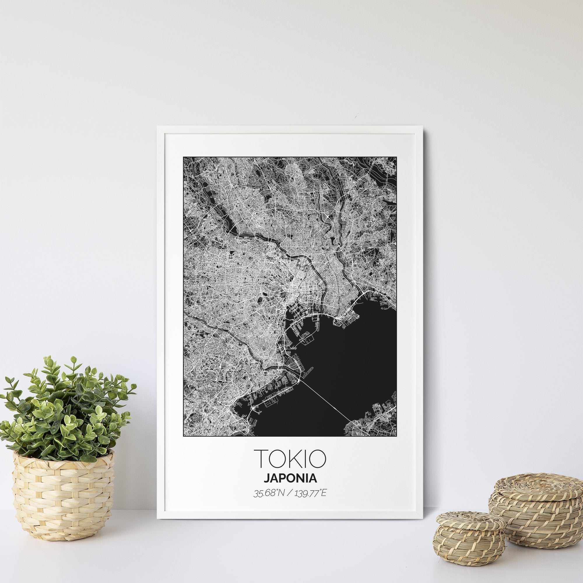 Mapa Miasta Tokio W Ramie (Biało-Czarna) - Gallart.pl