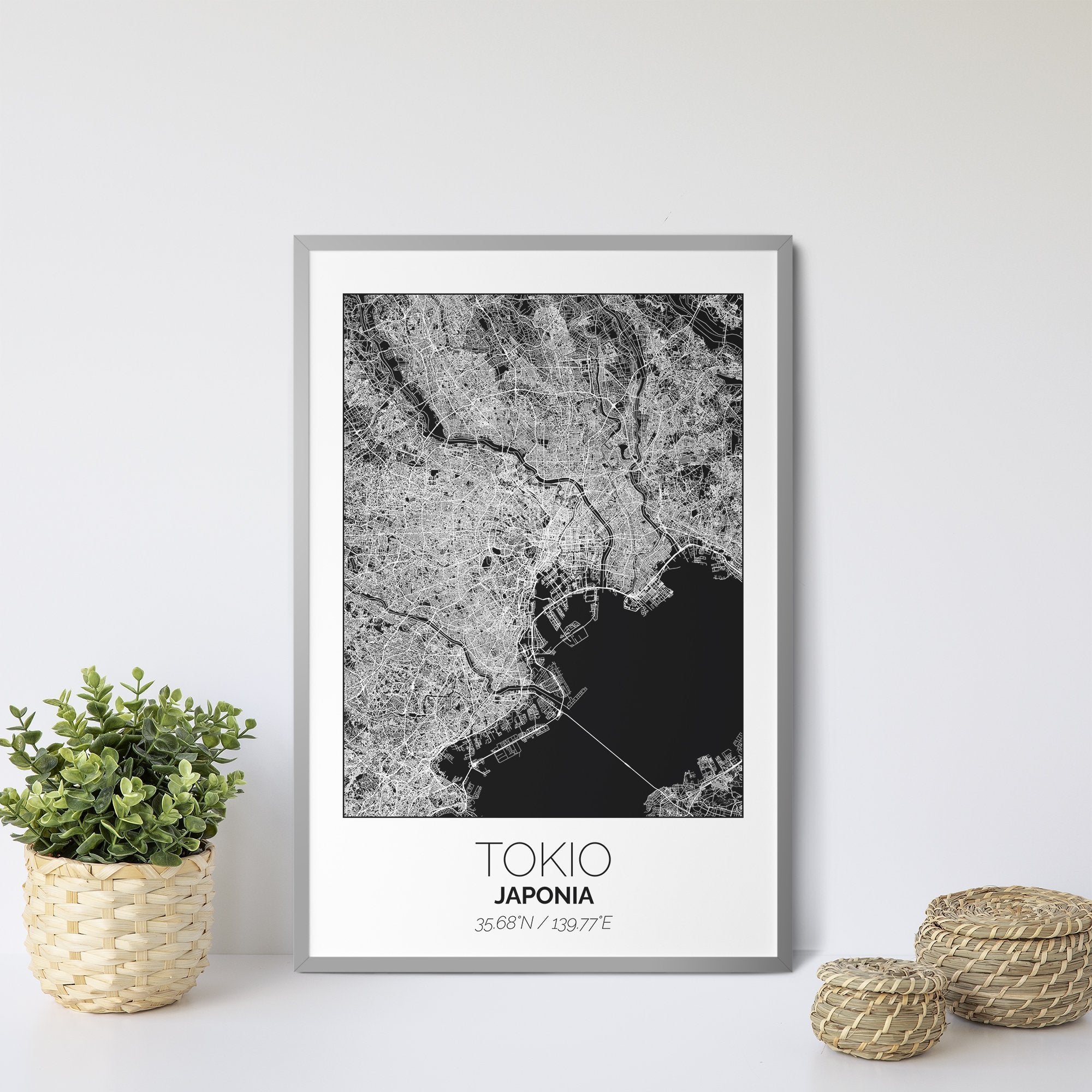 Mapa Miasta Tokio W Ramie (Biało-Czarna) - Gallart.pl