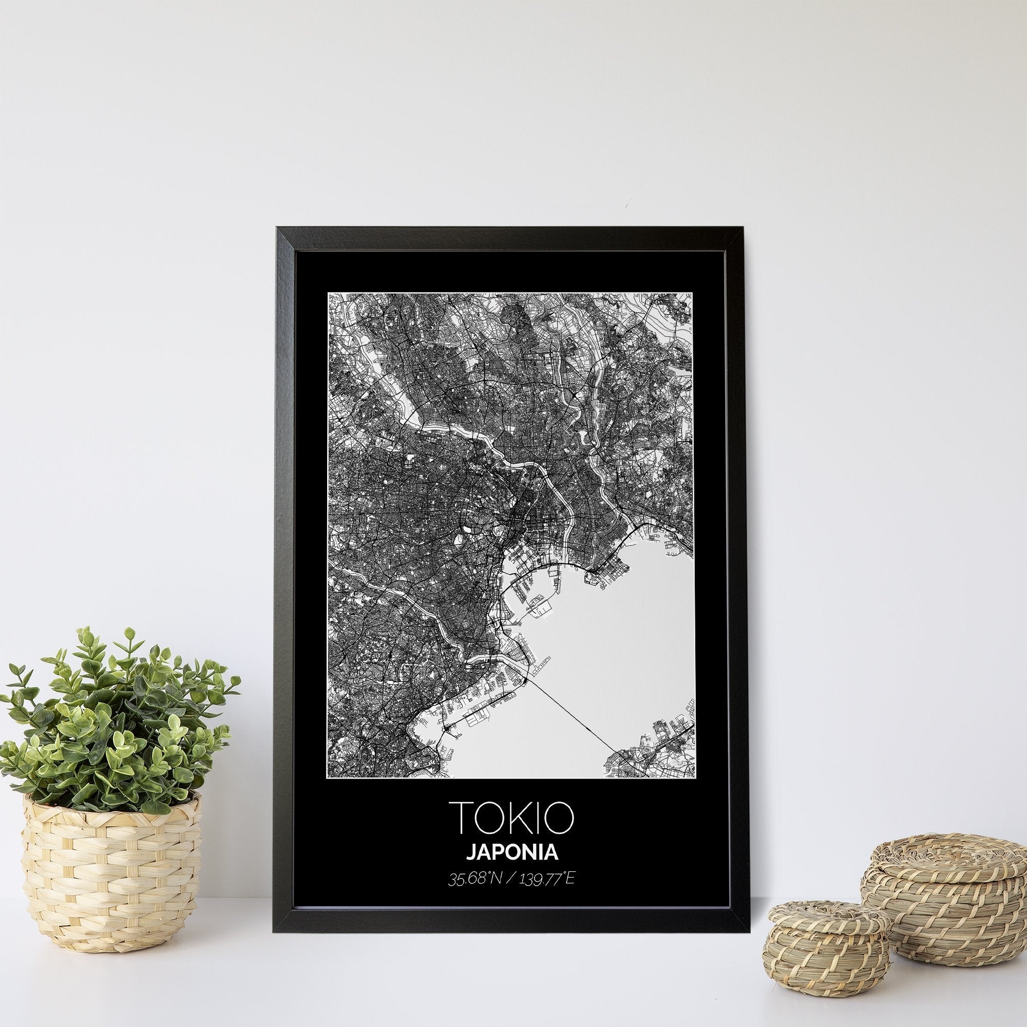Mapa Miasta Tokio W Ramie (Czarno-Biała) - Gallart.pl