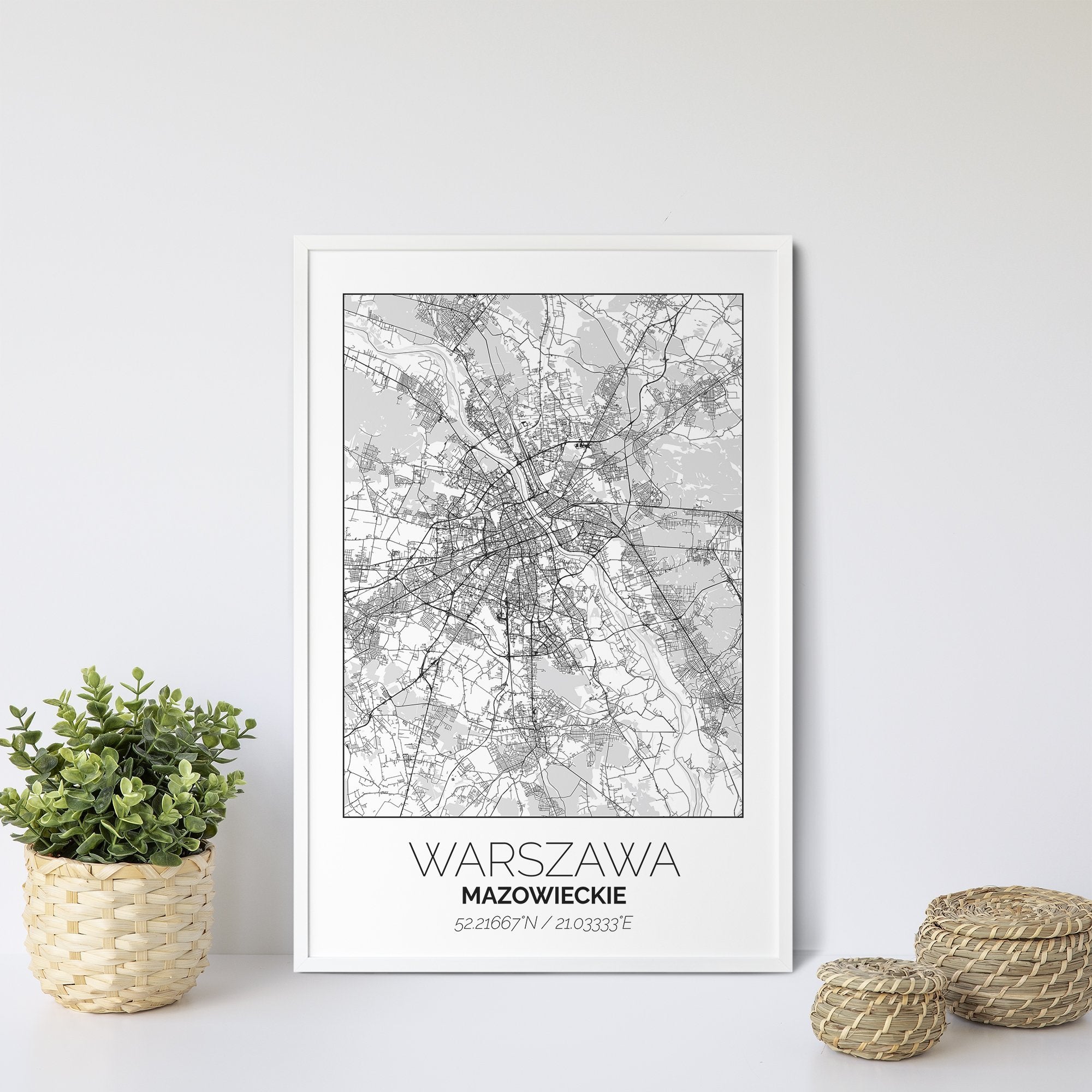 Mapa Miasta Warszawa W Ramie (Biała) - Gallart.pl