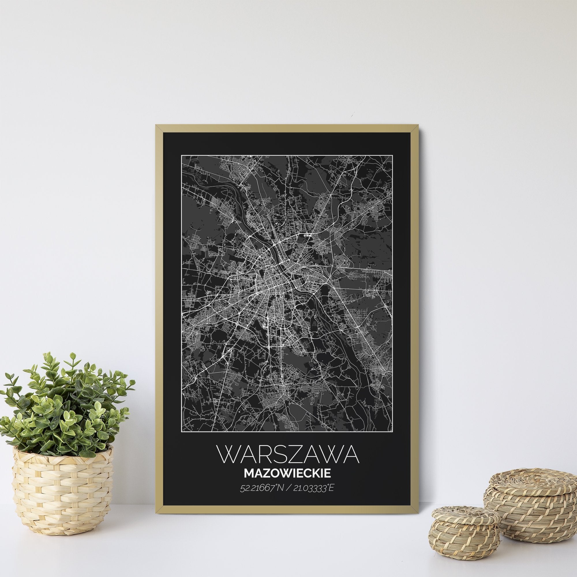 Mapa Miasta Warszawa W Ramie (Czarna) - Gallart.pl