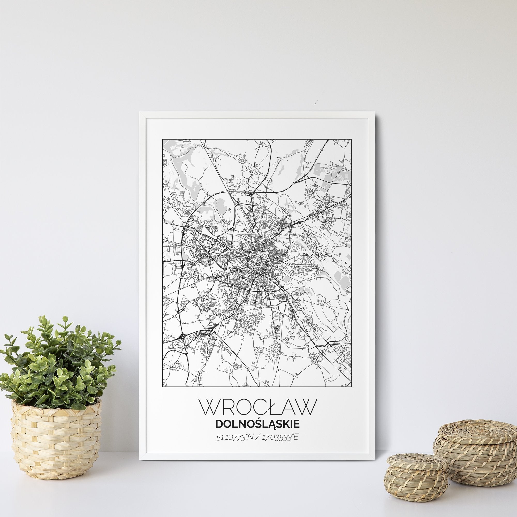 Mapa Miasta Wrocław W Ramie (Biała) - Gallart.pl