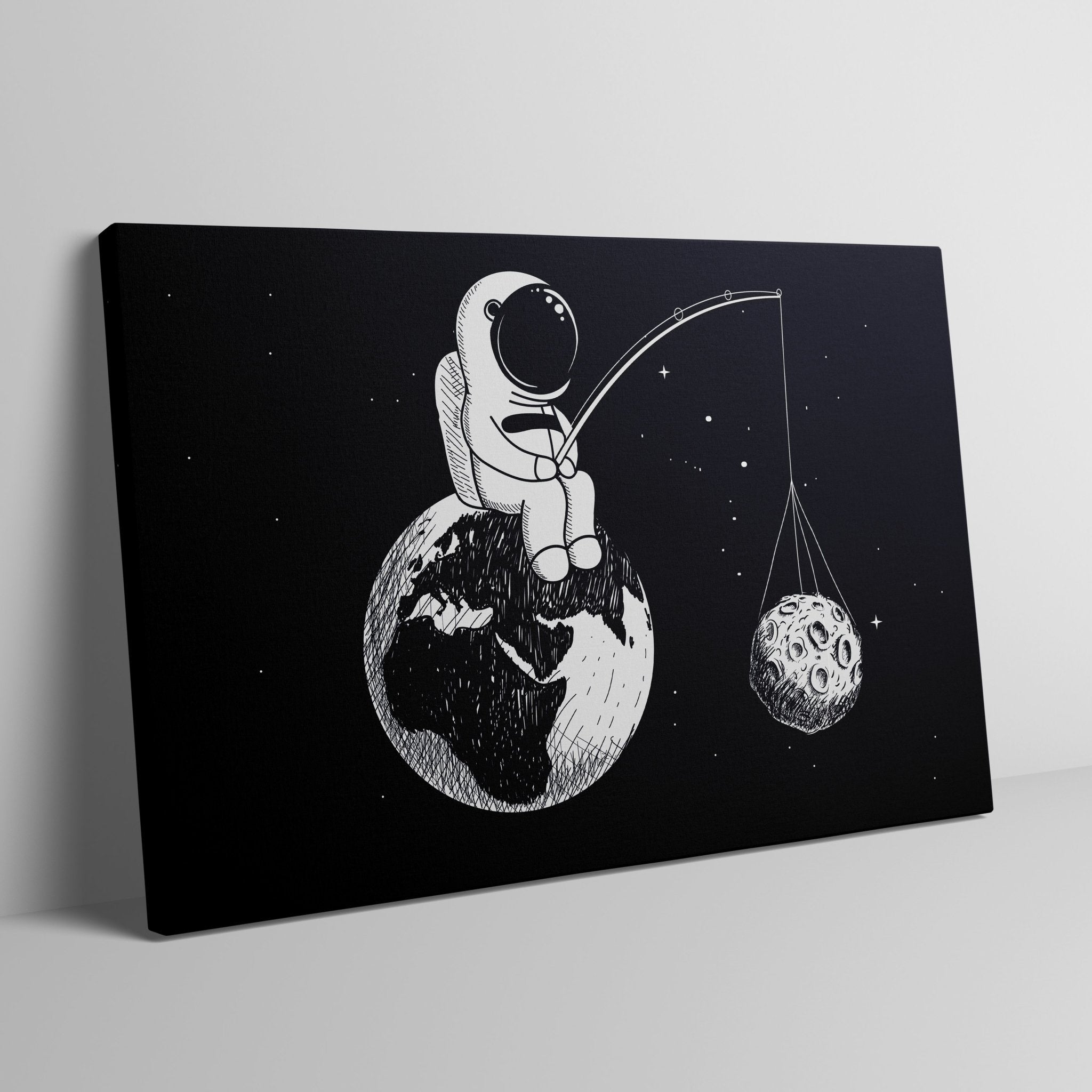 Obraz Na Płótnie Do Pokoju Dziecka - Kosmonauta Łowiący Księżyc (Mały Kosmonauta) - Gallart.pl